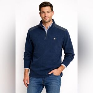 Brooks Brothers Navy Quarter Zip Fleece Pullover Sweater